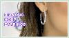1 Ct Diamond Hoop Earrings 2 Inch Inside Out 18k White Gold Womens 713